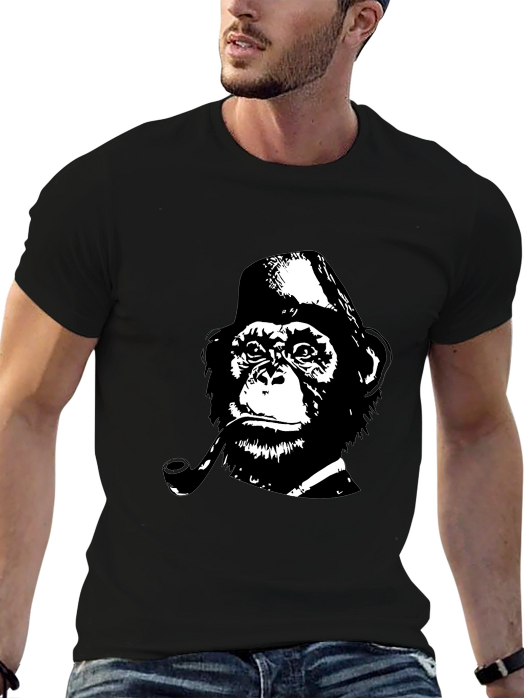 Monkey Detective T-Shirt - Black