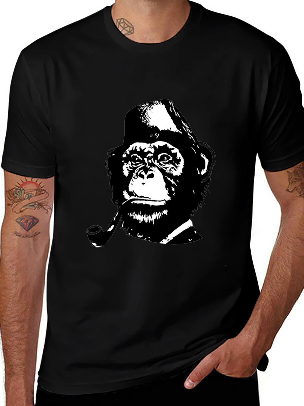 Monkey Detective T-Shirt - Black