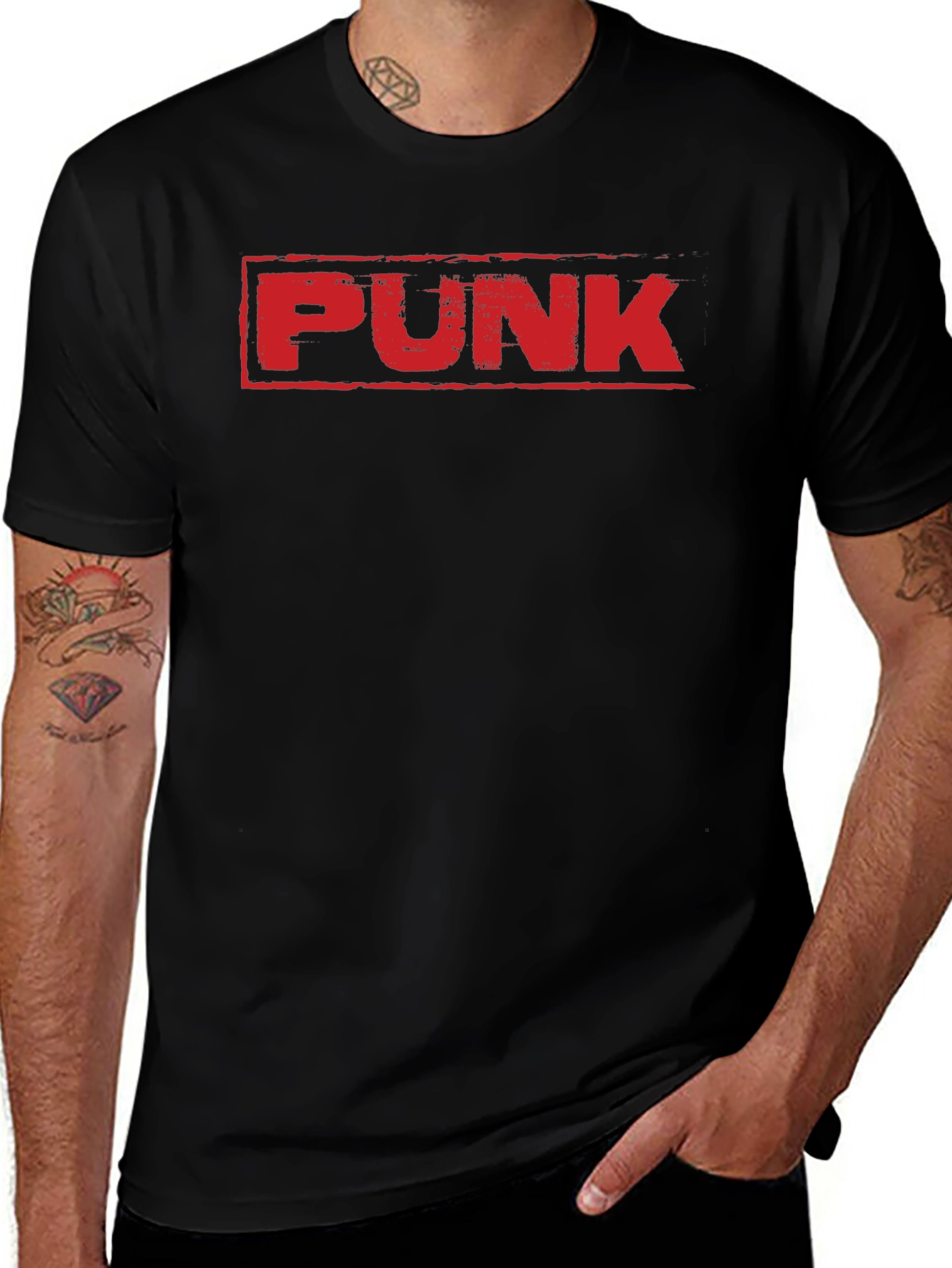Punk Graphic T-Shirt - Bold Red Print on Black
