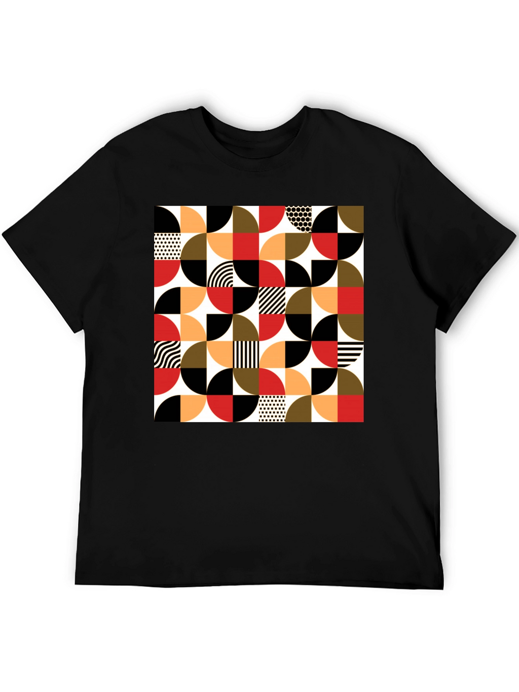 Geometric Patterned Black T-Shirt
