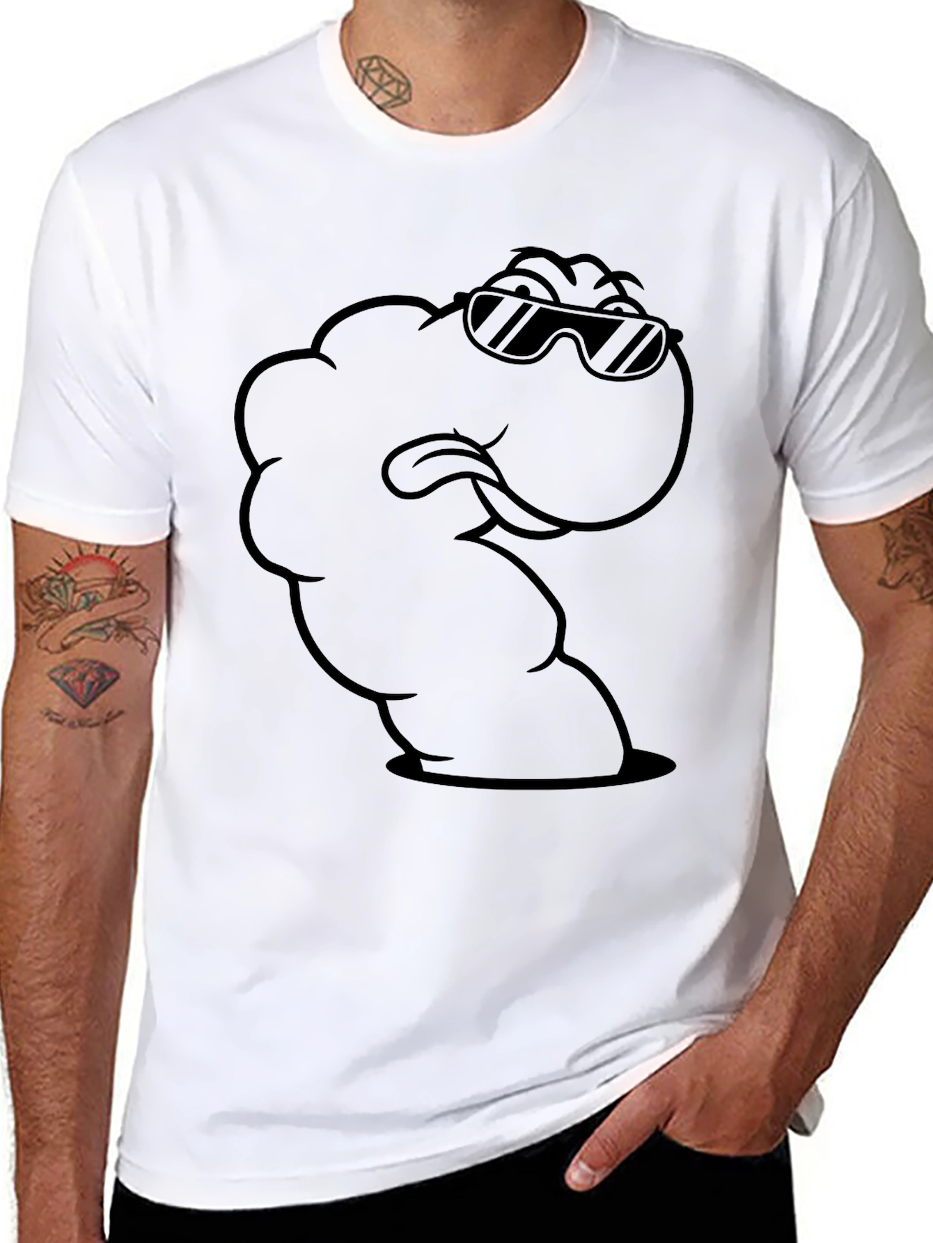 Cool Cartoon Worm Graphic T-Shirt
