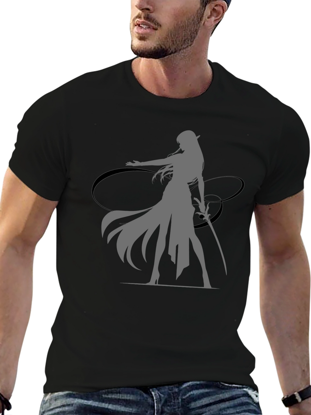 Fantasy Warrior Graphic Black T-Shirt