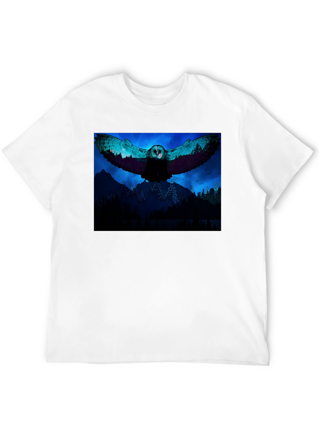 Owl Flight Graphic Print Black T-Shirt