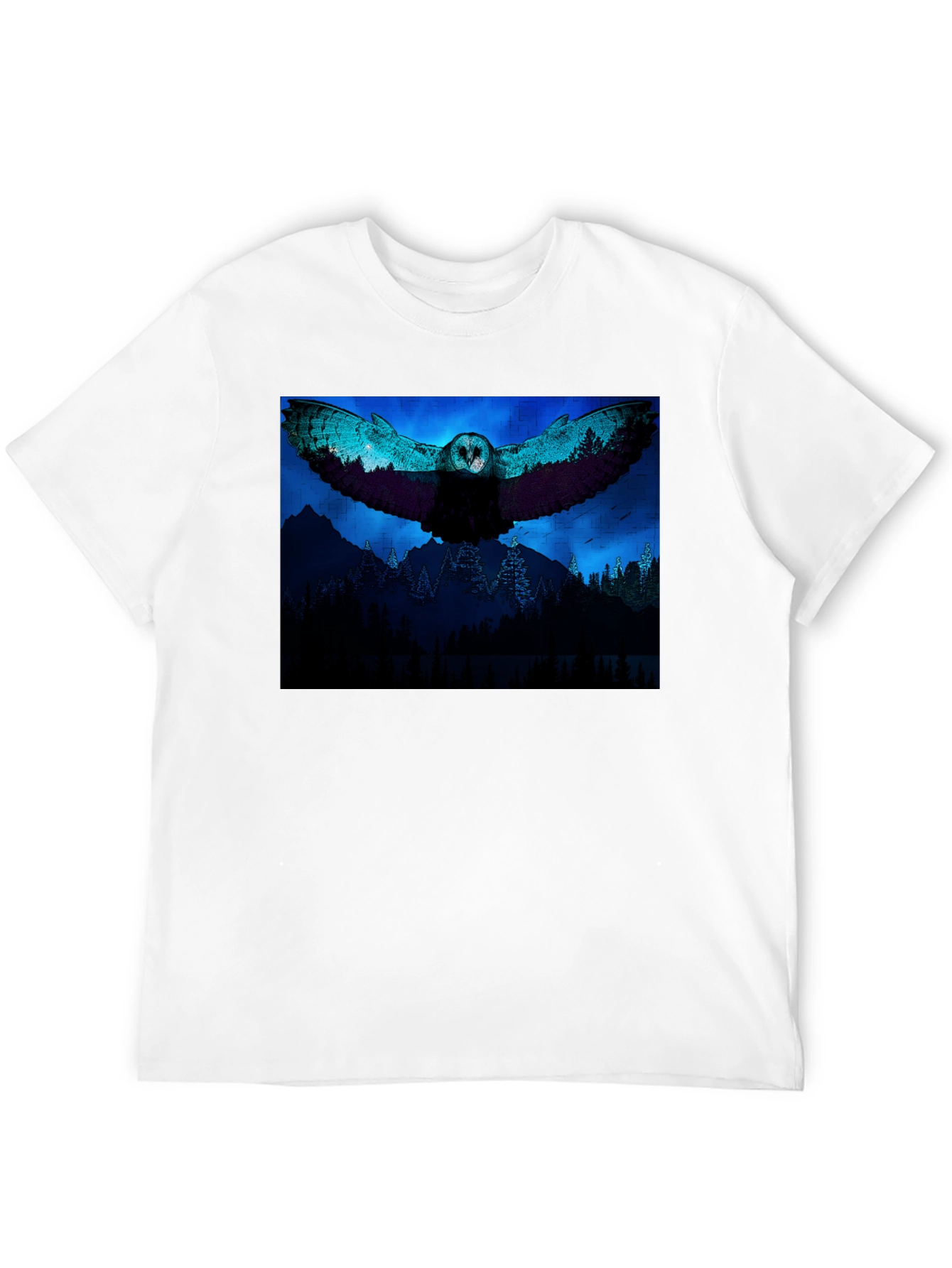 Owl Flight Graphic Print Black T-Shirt