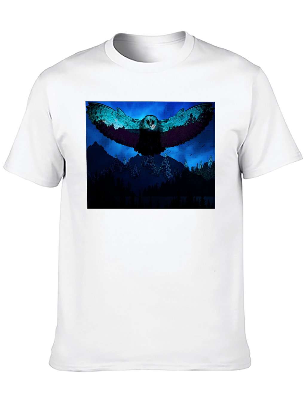 Owl Flight Graphic Print Black T-Shirt