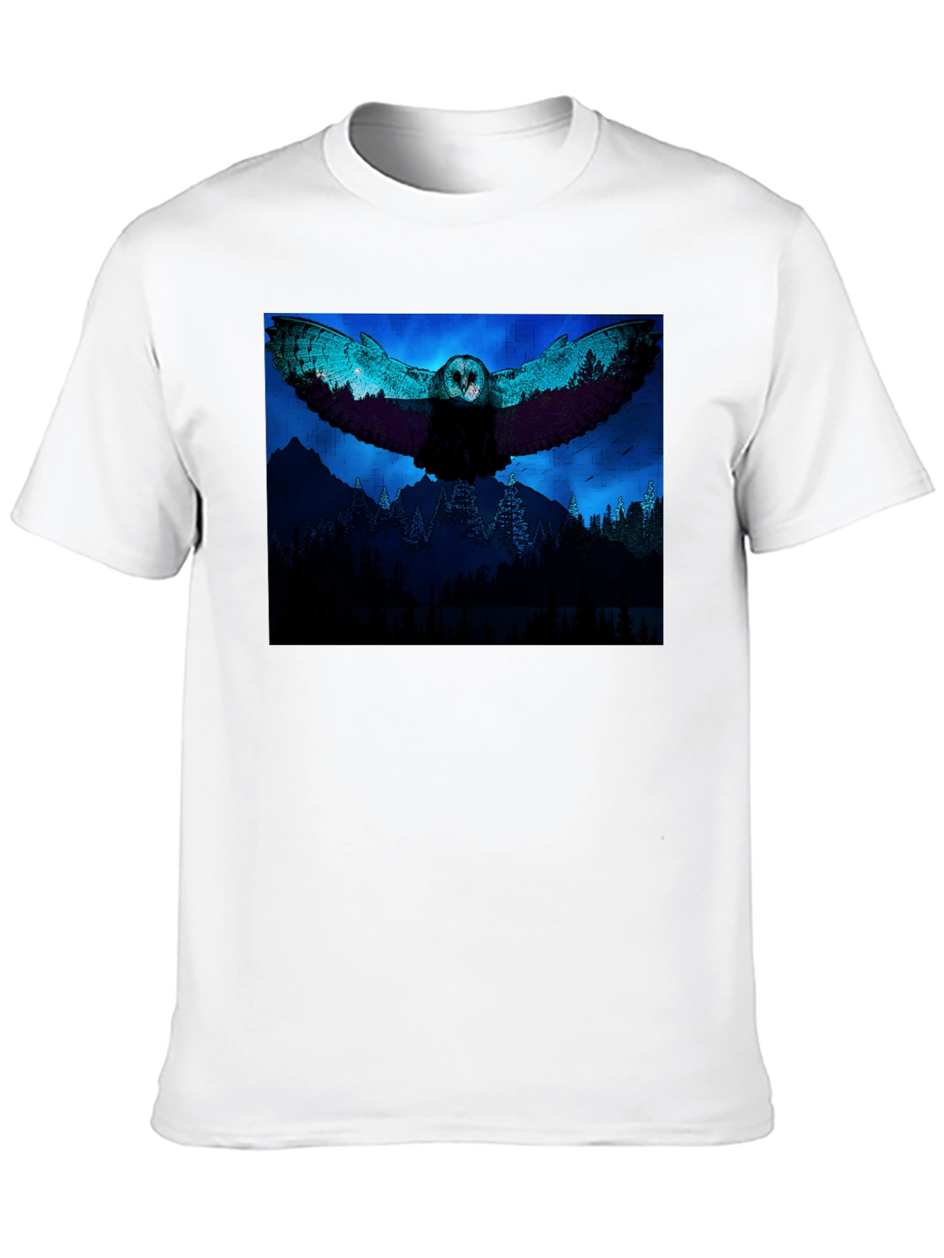 Owl Flight Graphic Print Black T-Shirt