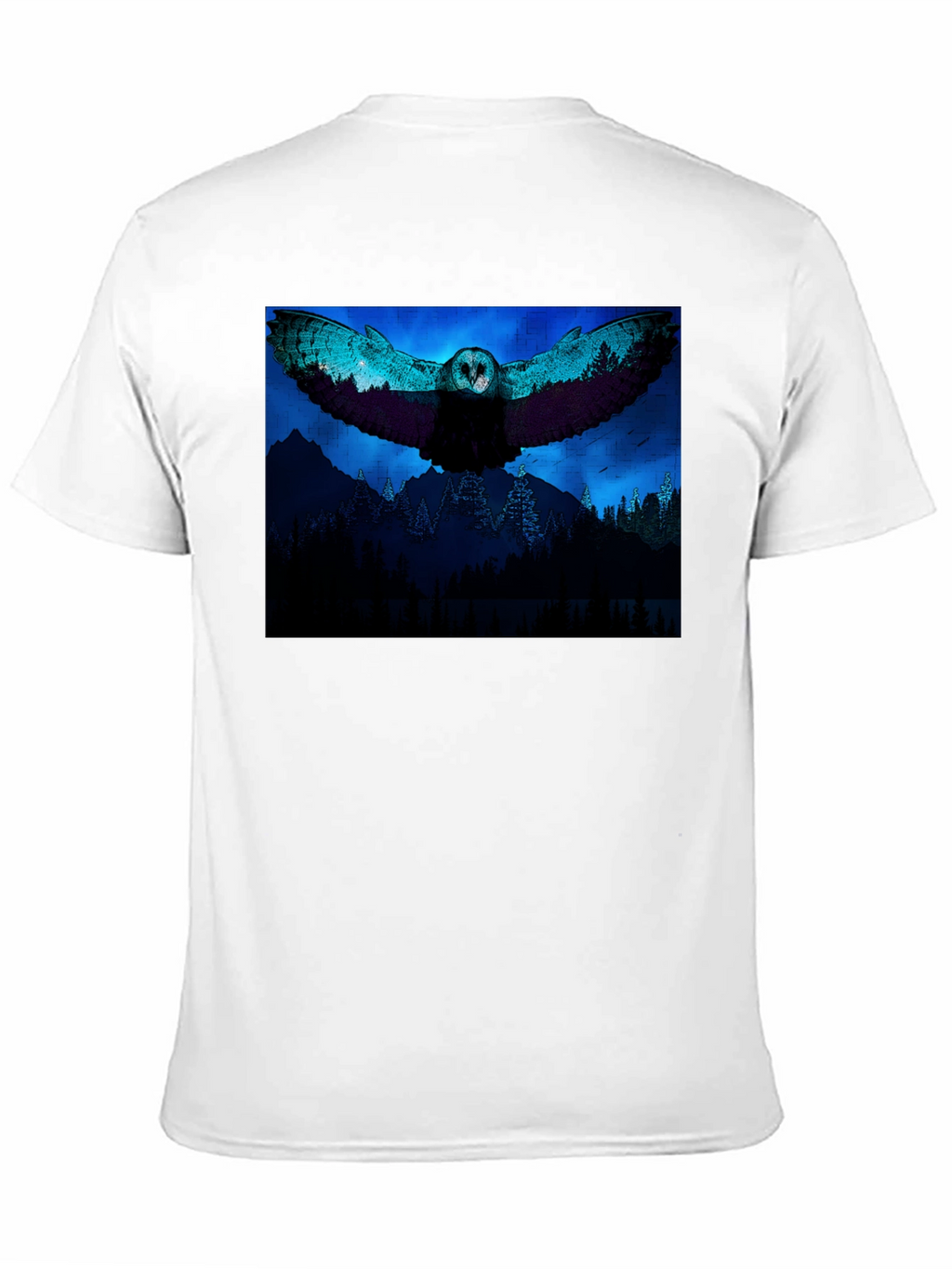 Owl Flight Graphic Print Black T-Shirt