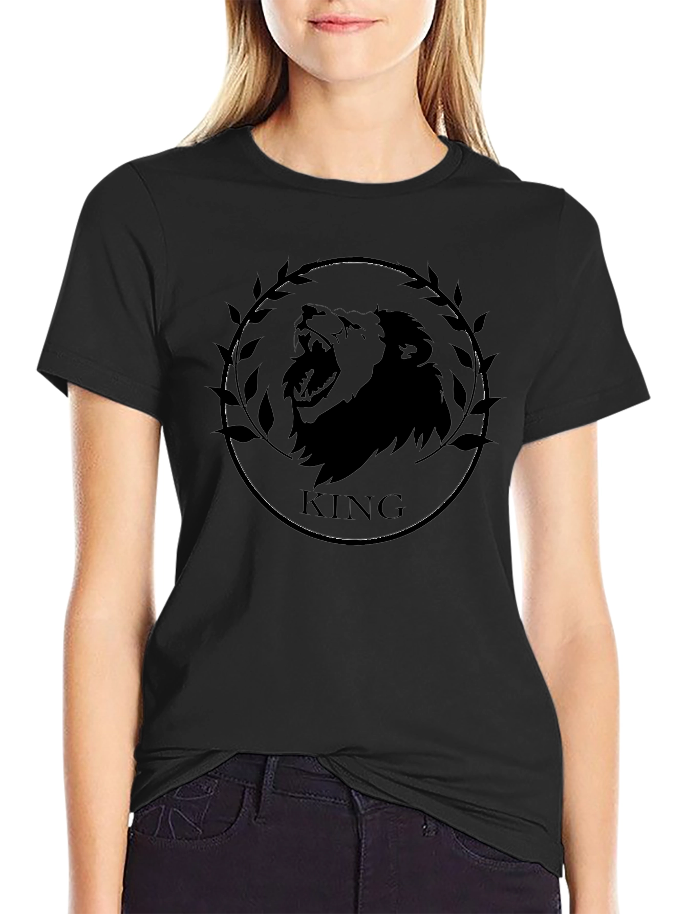 King Lion Graphic Tee - Black Cotton T-Shirt