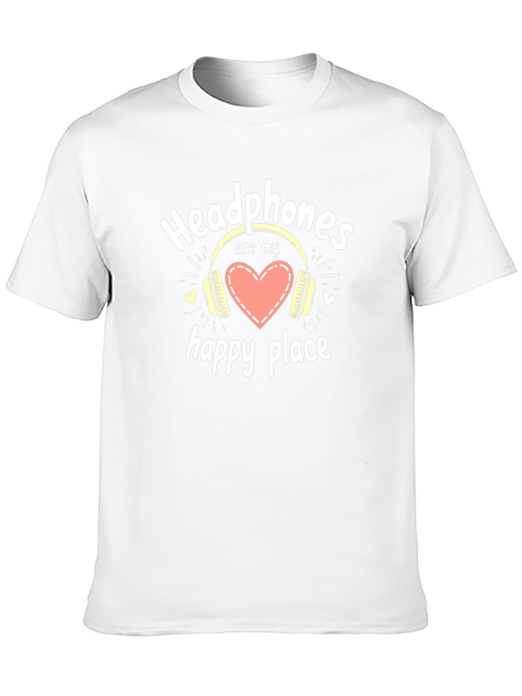 Headphones are My Happy Place Black T-Shirt