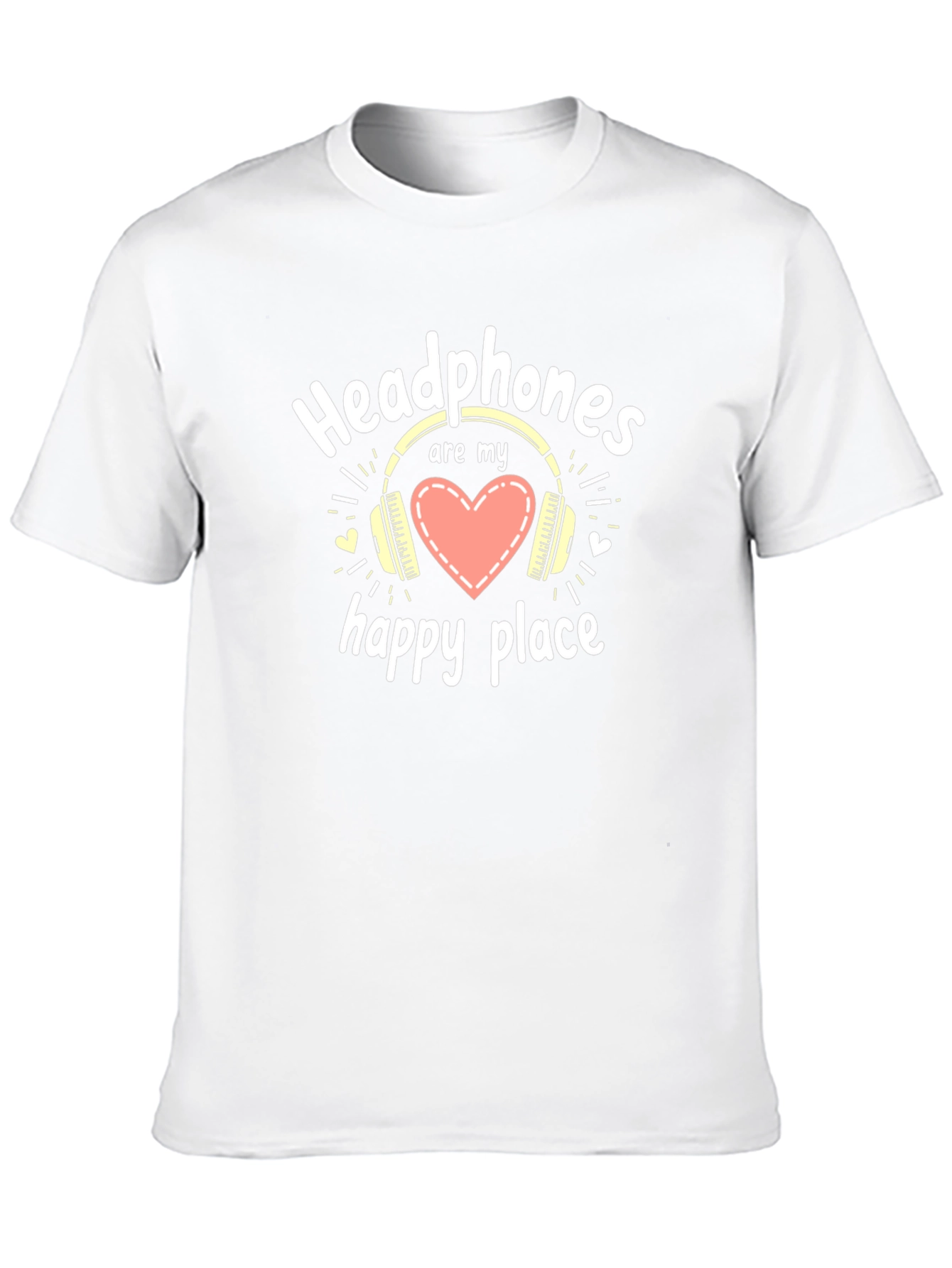 Headphones are My Happy Place Black T-Shirt