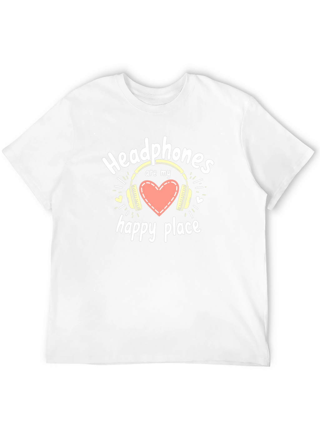 Headphones are My Happy Place Black T-Shirt