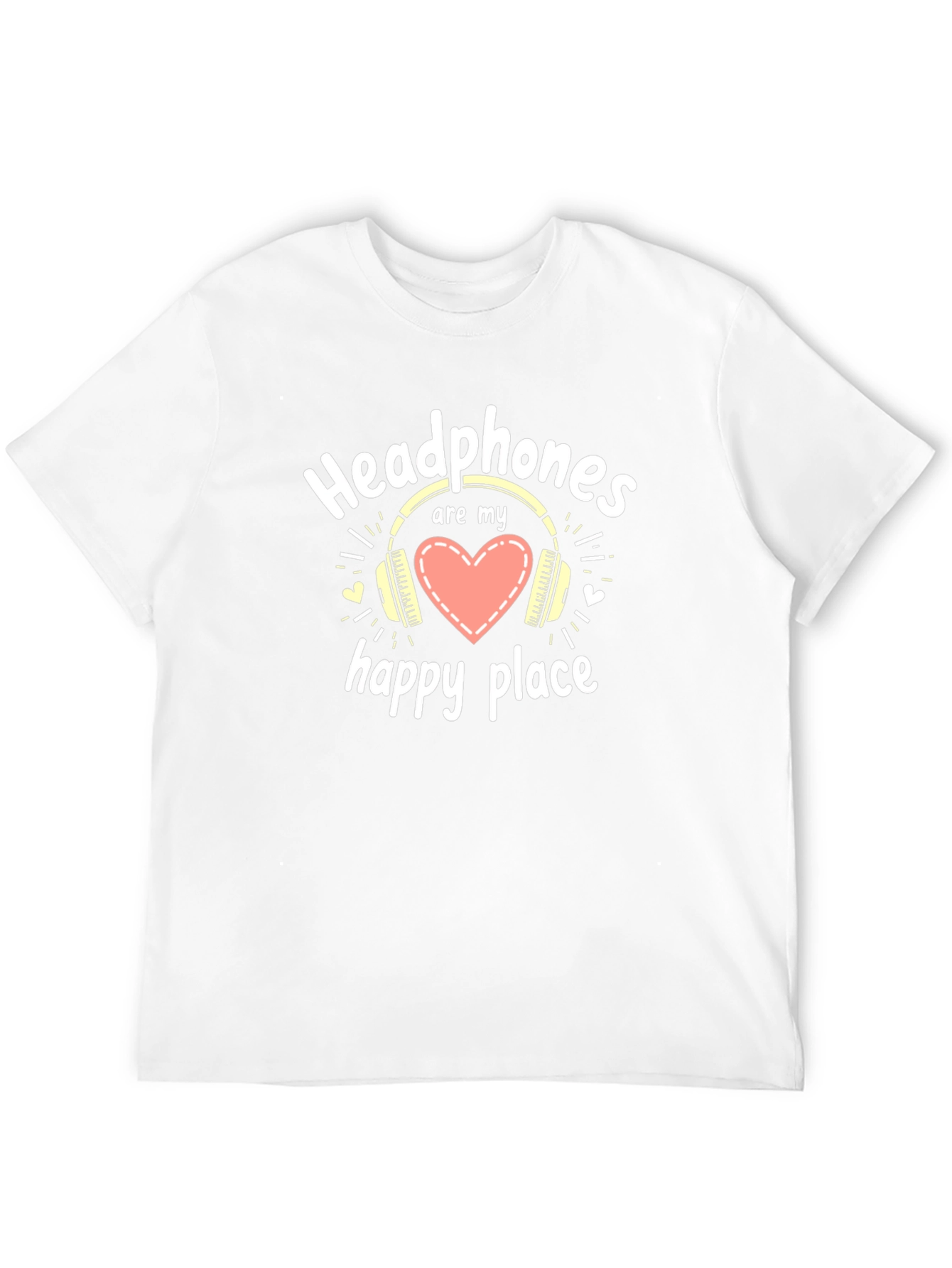 Headphones are My Happy Place Black T-Shirt