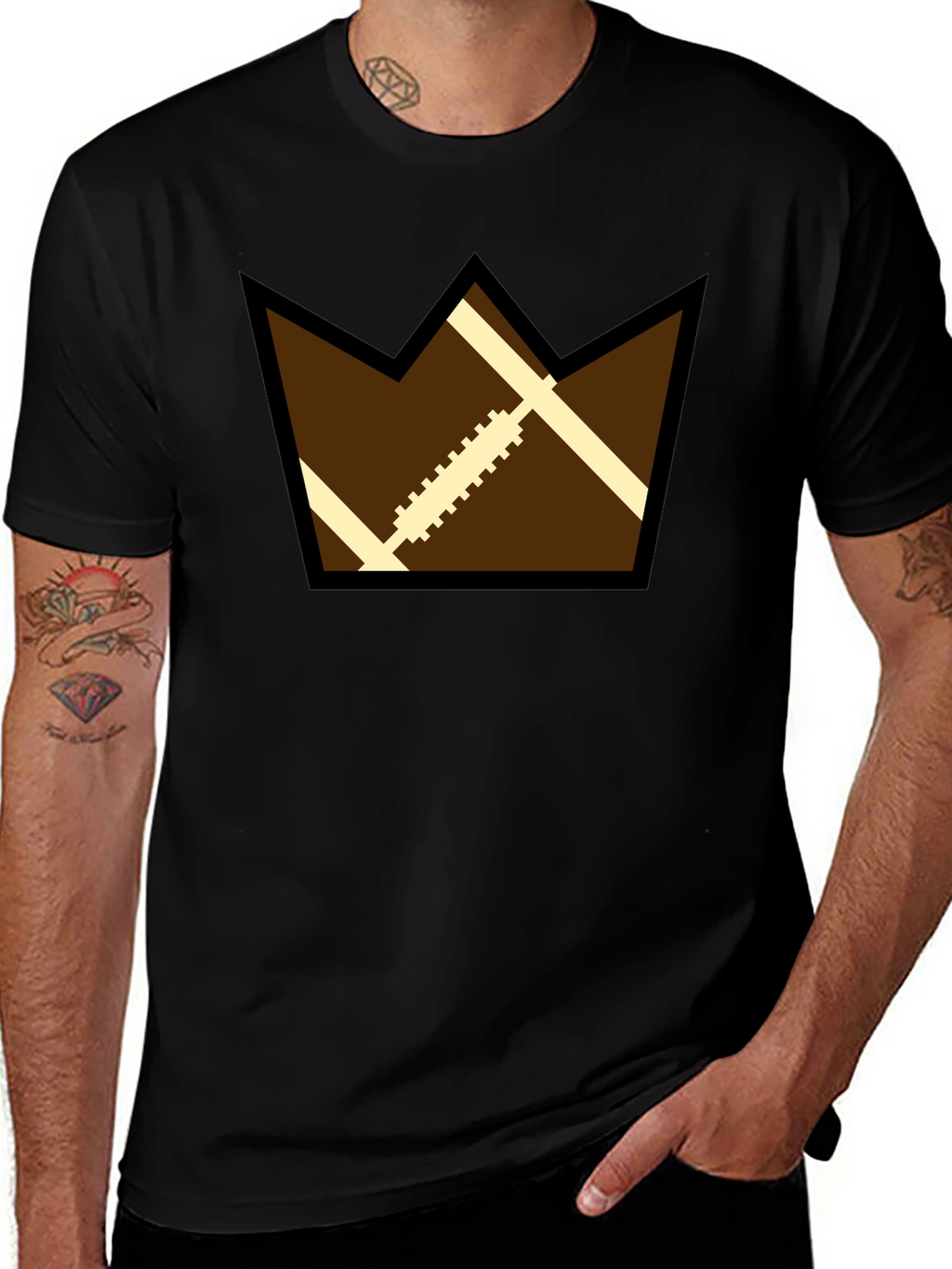 Football Crown Graphic Black T-Shirt