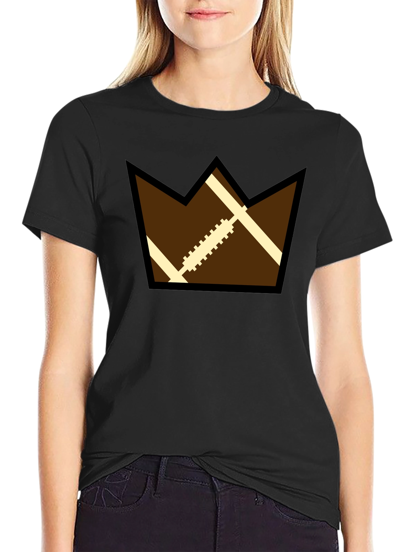 Football Crown Graphic Black T-Shirt