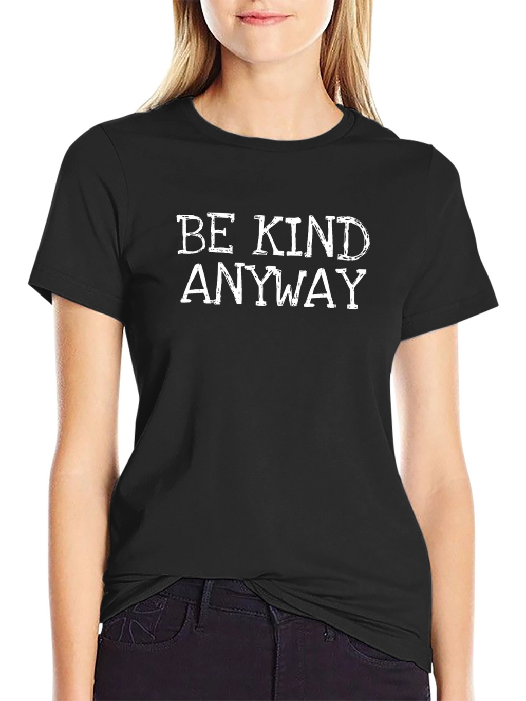Be Kind Anyway Black Graphic T-Shirt