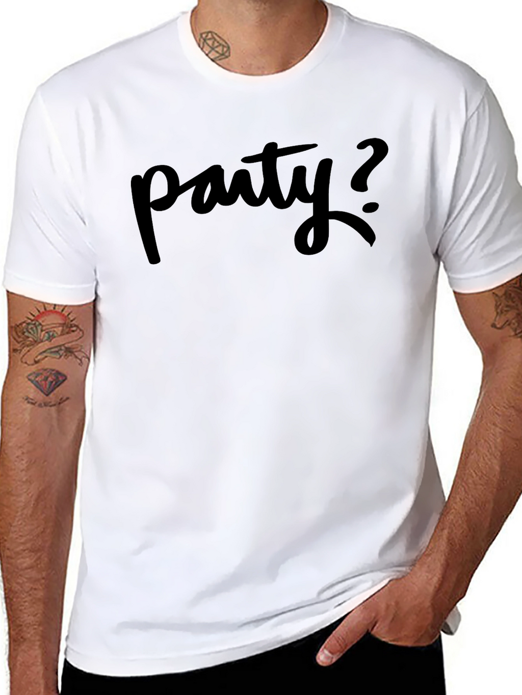 Party Question Mens Black T-Shirt