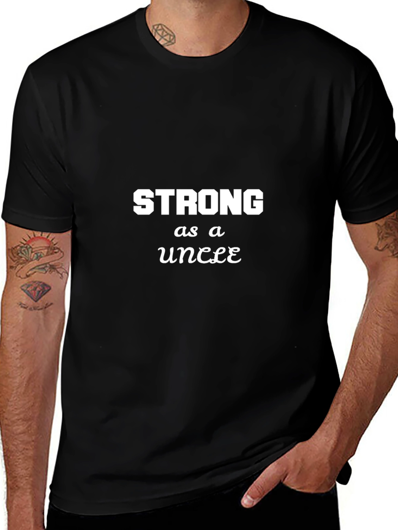 Strong As An Uncle Black Graphic Tee