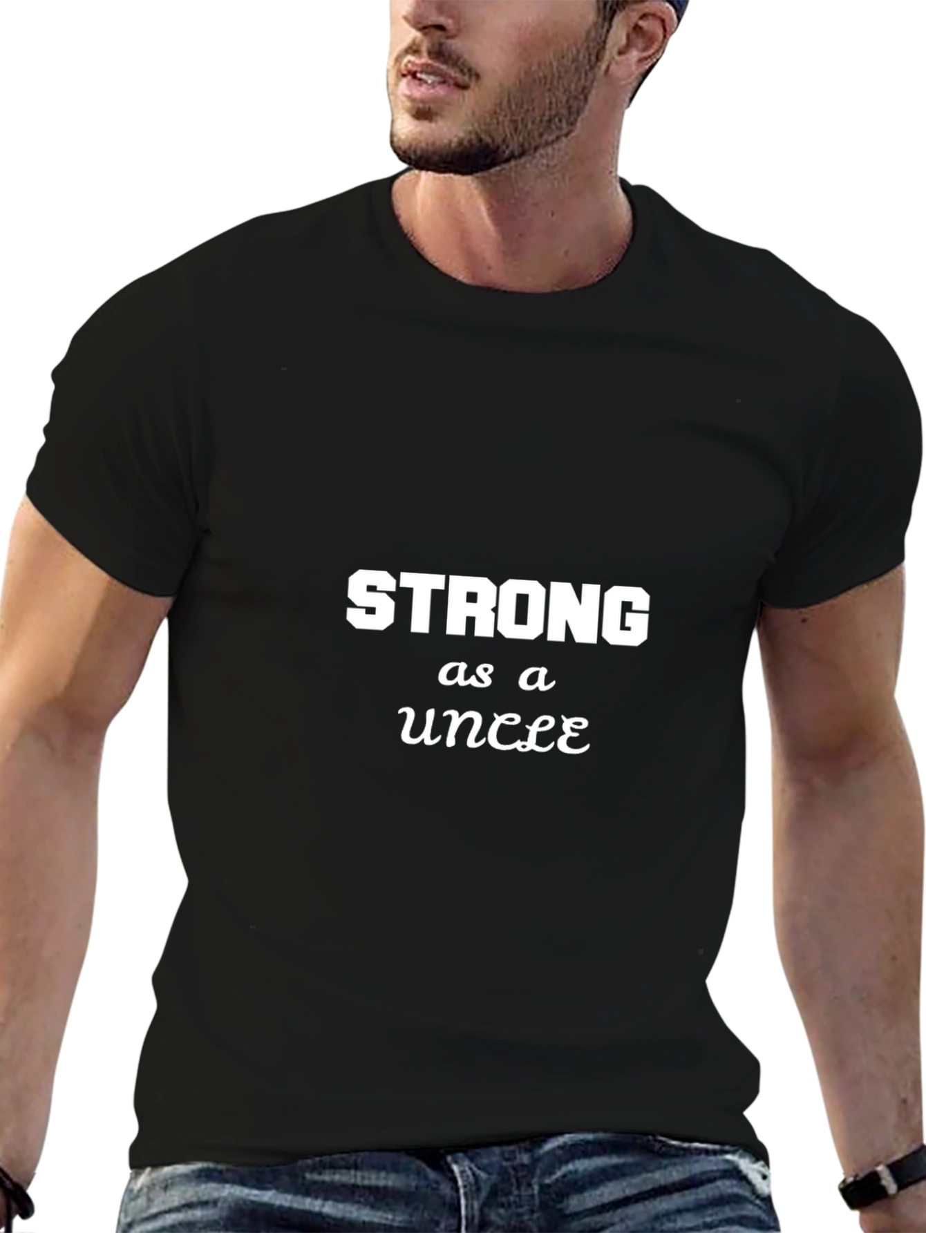 Strong As An Uncle Black Graphic Tee