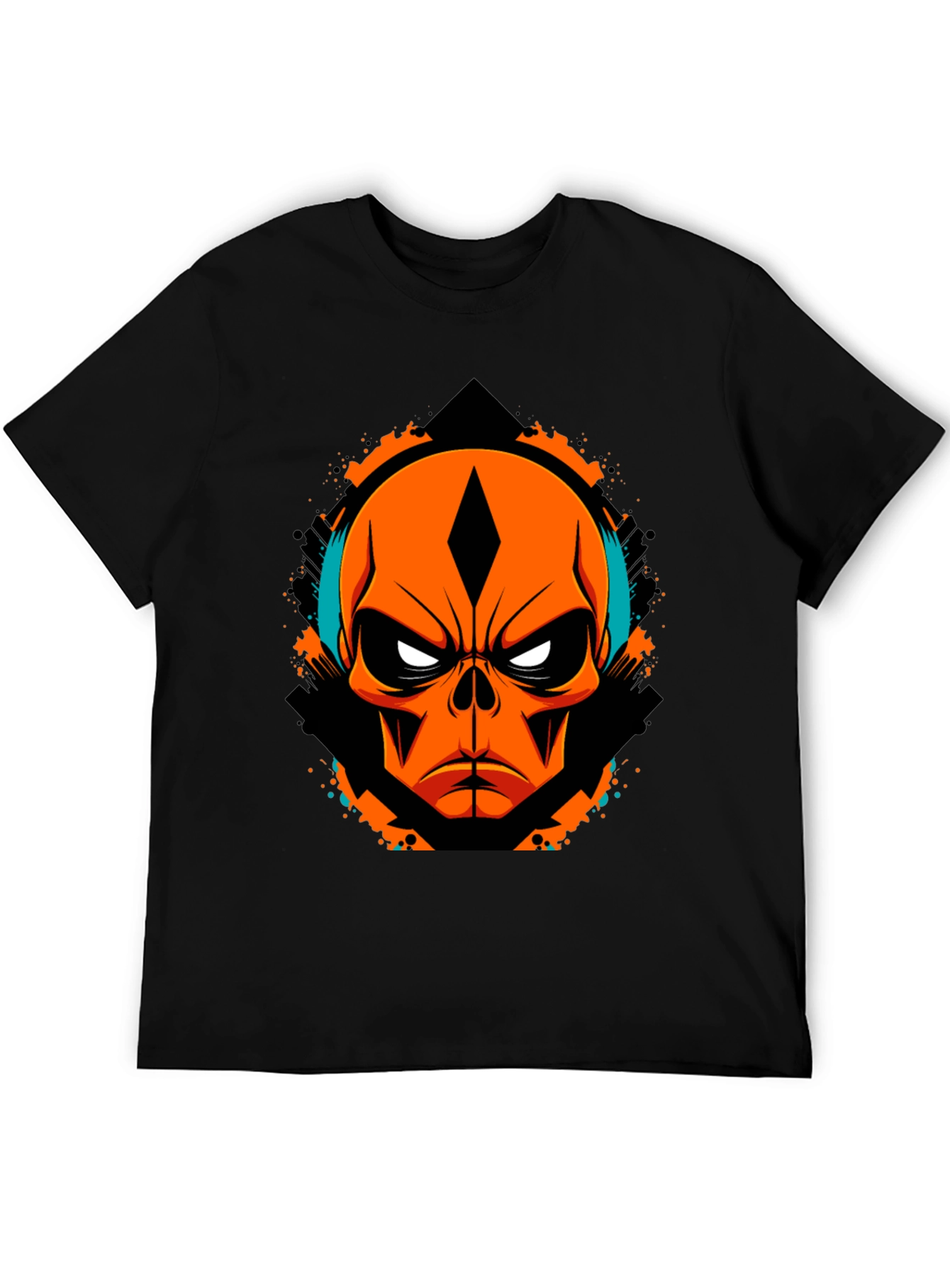 Orange Skull Graphic Tee - Edgy Streetwear