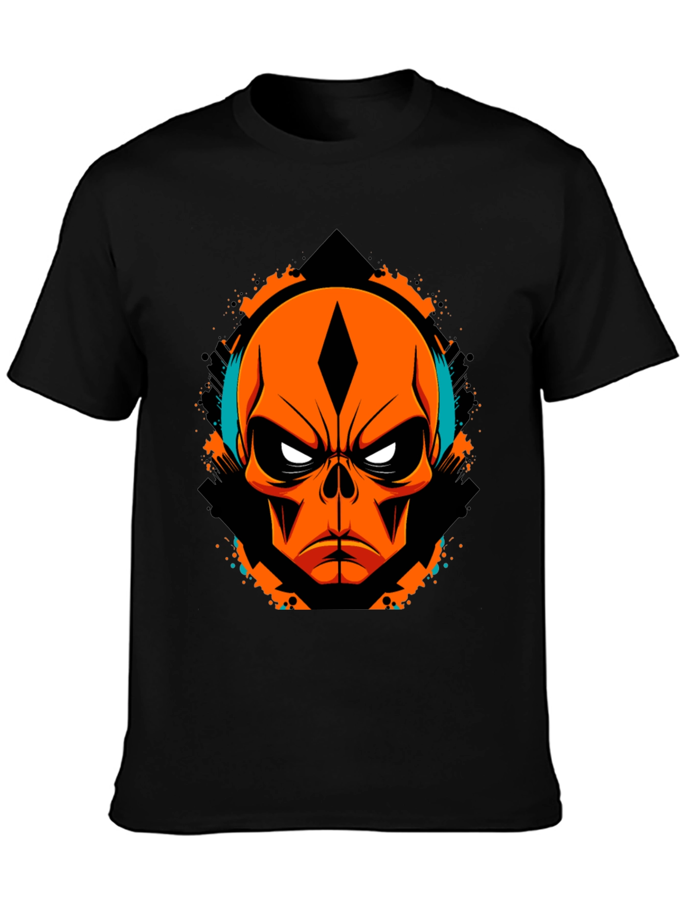Orange Skull Graphic Tee - Edgy Streetwear