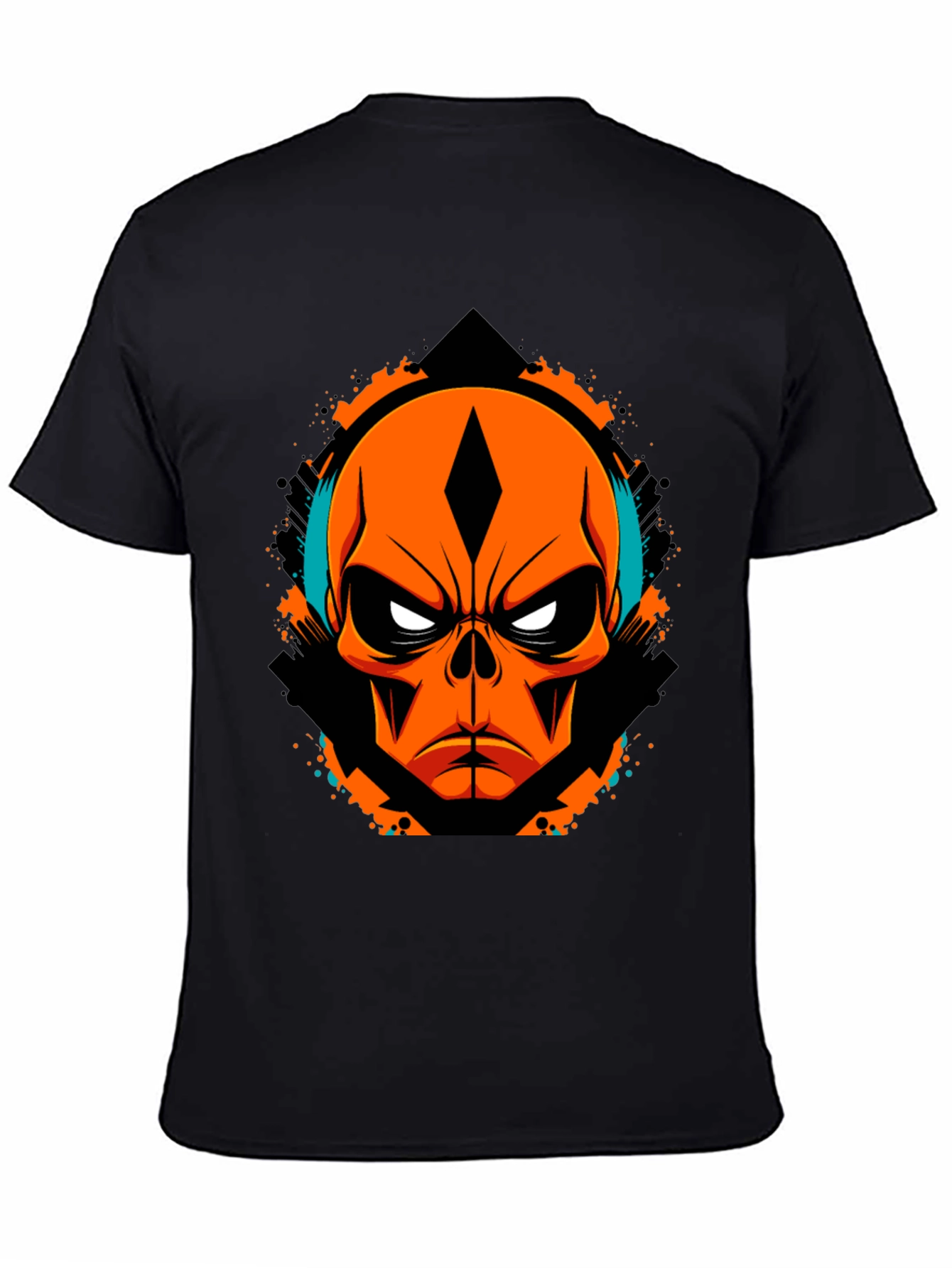 Orange Skull Graphic Tee - Edgy Streetwear