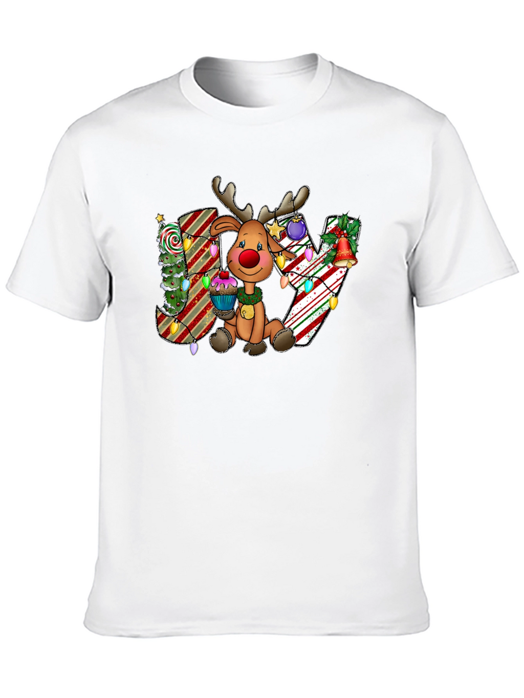 Festive Reindeer JOY Christmas Graphic Tee