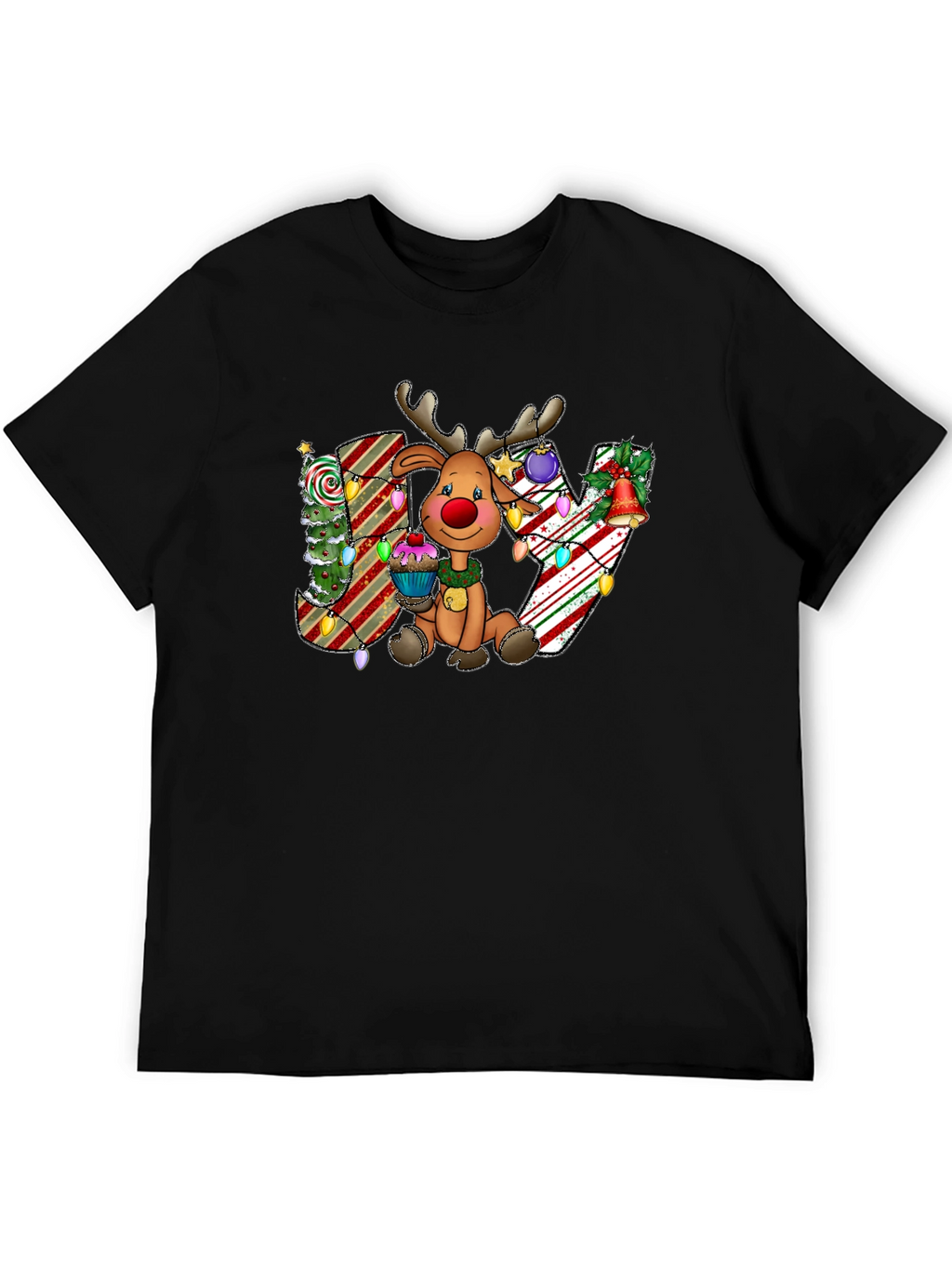 Festive Reindeer JOY Christmas Graphic Tee