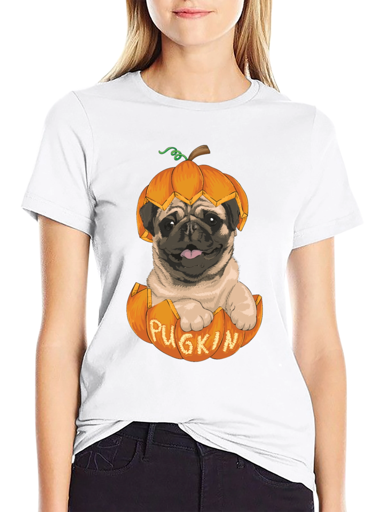 Pugkin T-Shirt - Halloween Pug in Pumpkin
