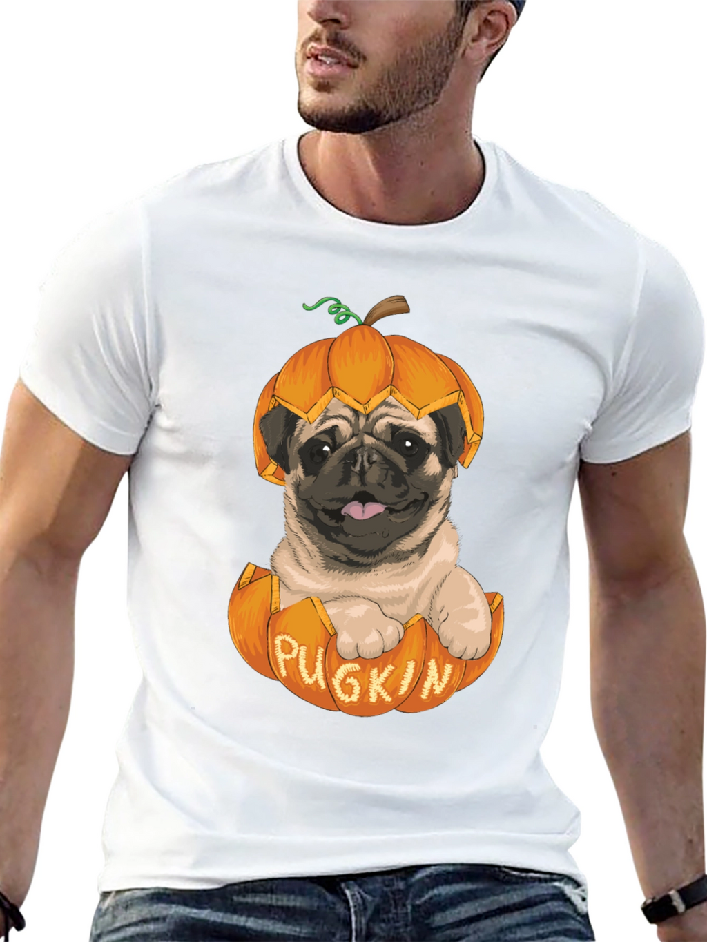 Pugkin T-Shirt - Halloween Pug in Pumpkin