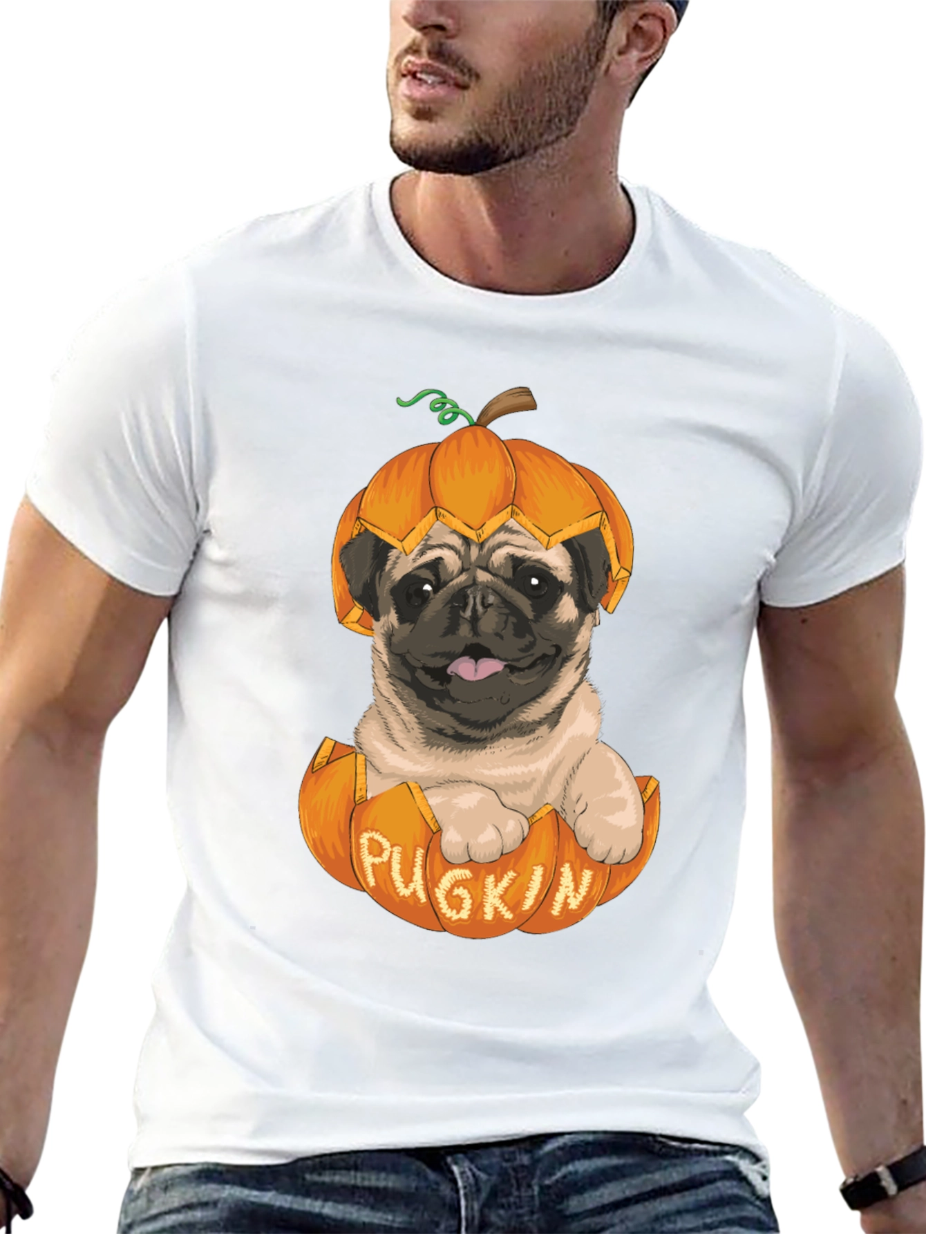 Pugkin T-Shirt - Halloween Pug in Pumpkin
