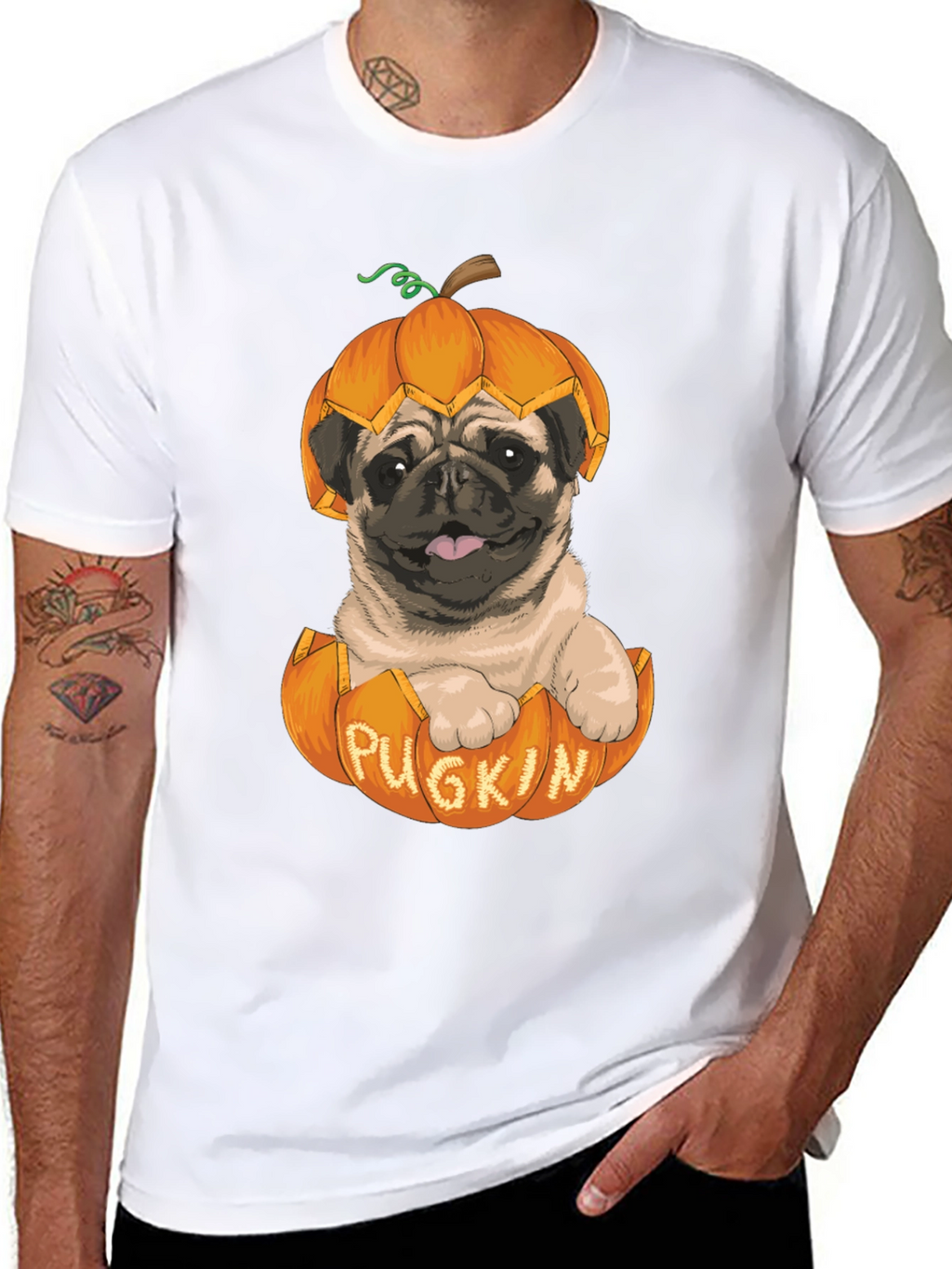 Pugkin T-Shirt - Halloween Pug in Pumpkin