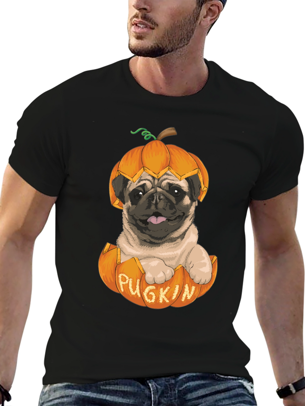 Pugkin T-Shirt - Halloween Pug in Pumpkin