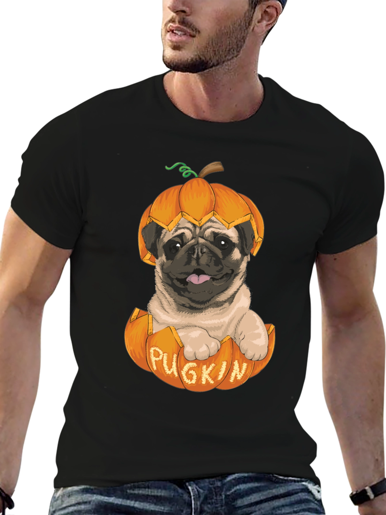 Pugkin T-Shirt - Halloween Pug in Pumpkin