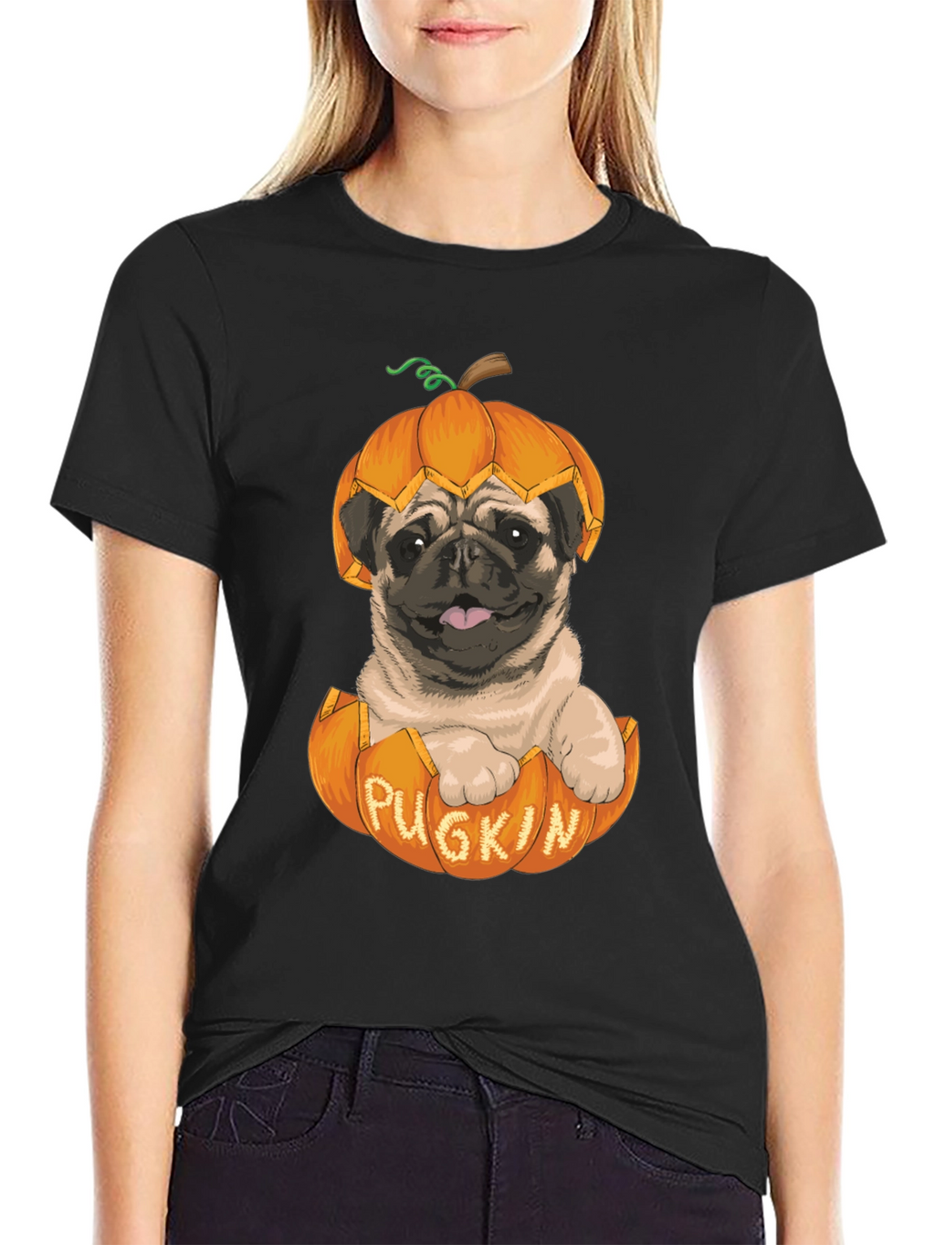 Pugkin T-Shirt - Halloween Pug in Pumpkin