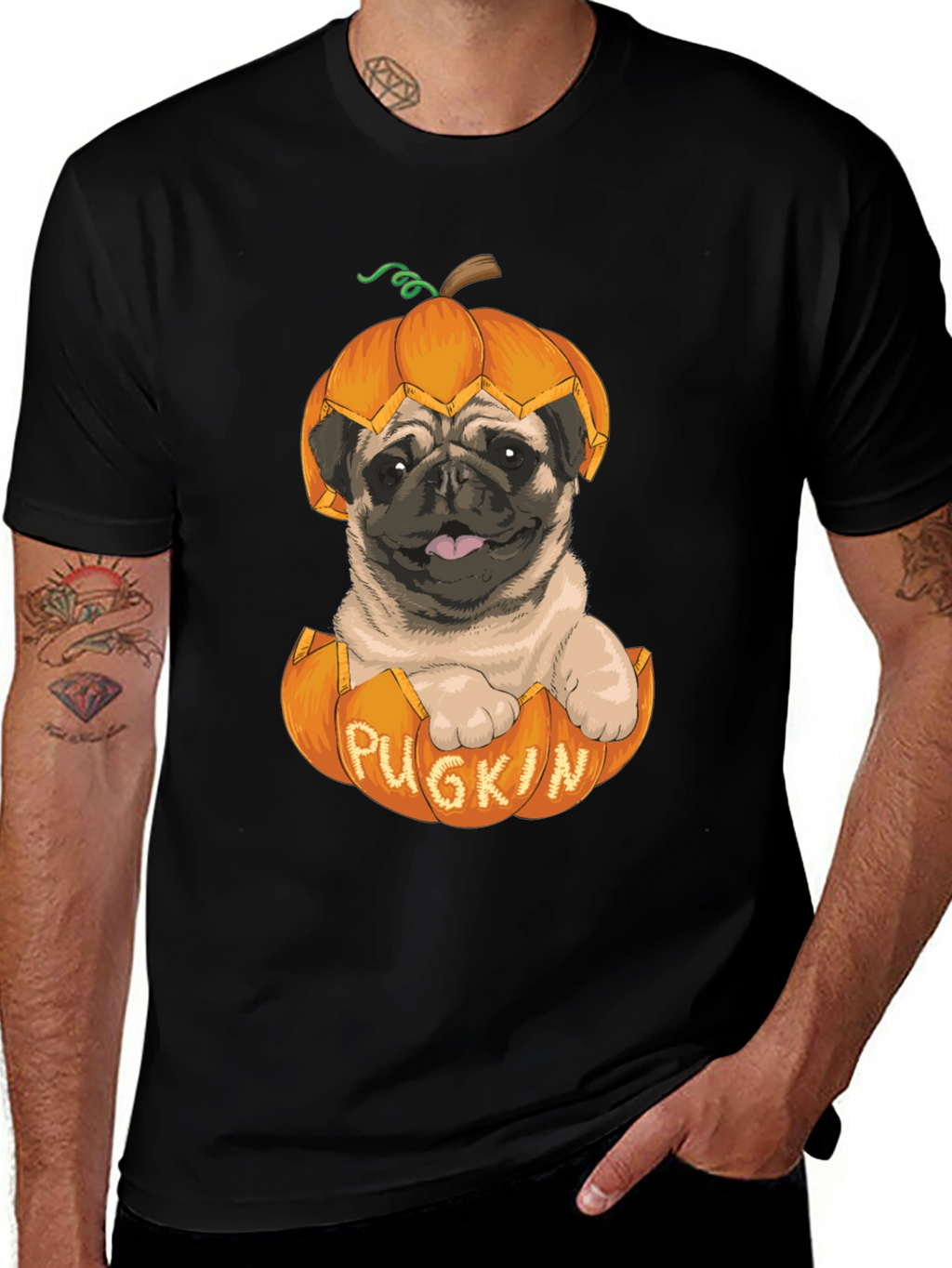 Pugkin T-Shirt - Halloween Pug in Pumpkin