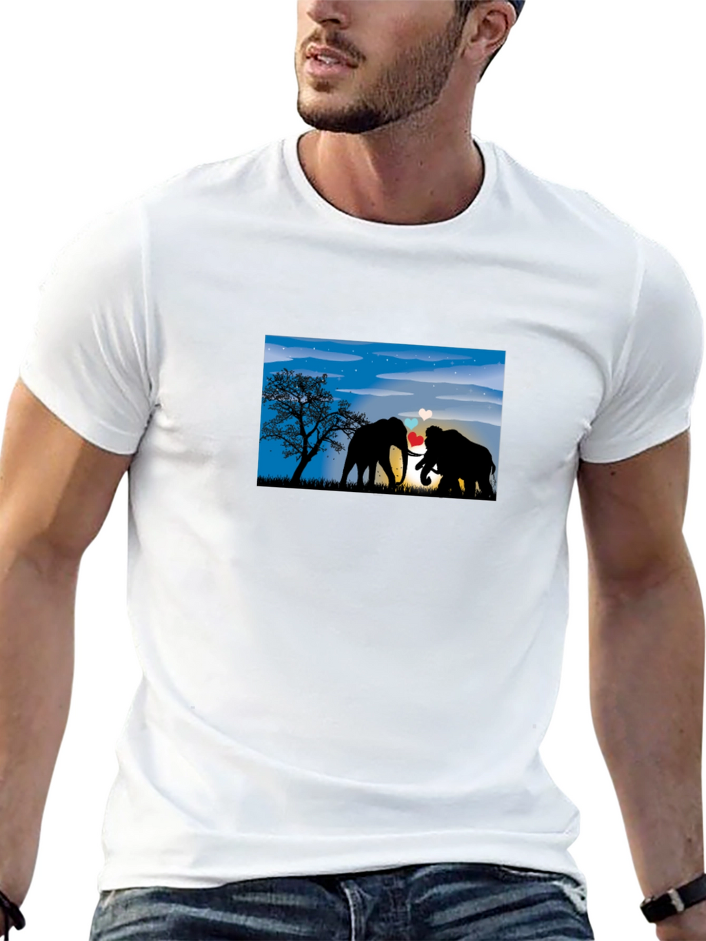 Elephant Love T-Shirt - Black Cotton Tee