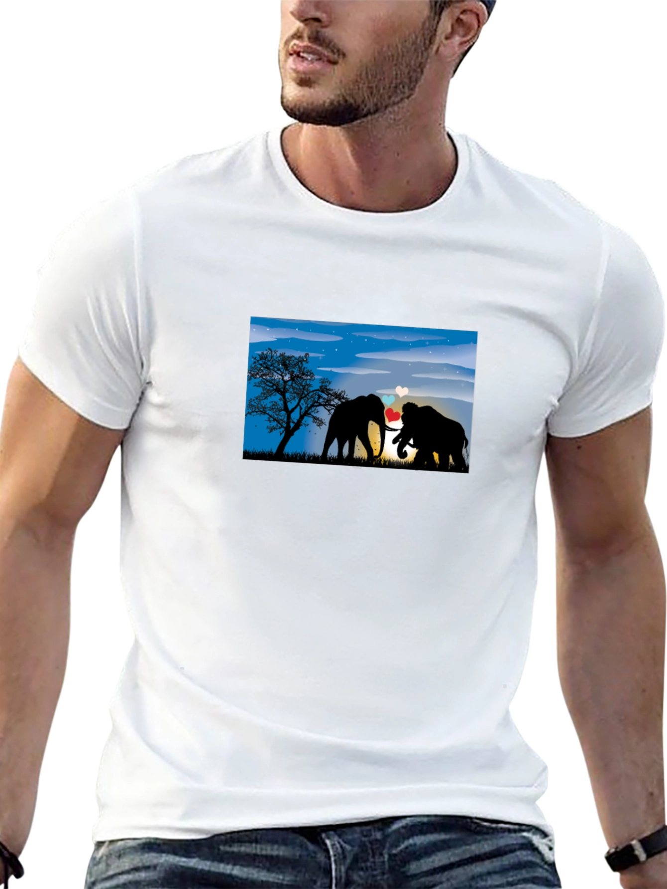 Elephant Love T-Shirt - Black Cotton Tee