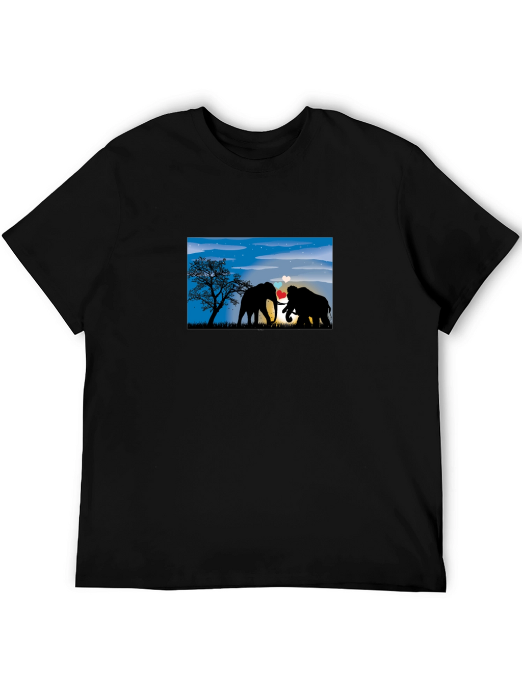 Elephant Love T-Shirt - Black Cotton Tee