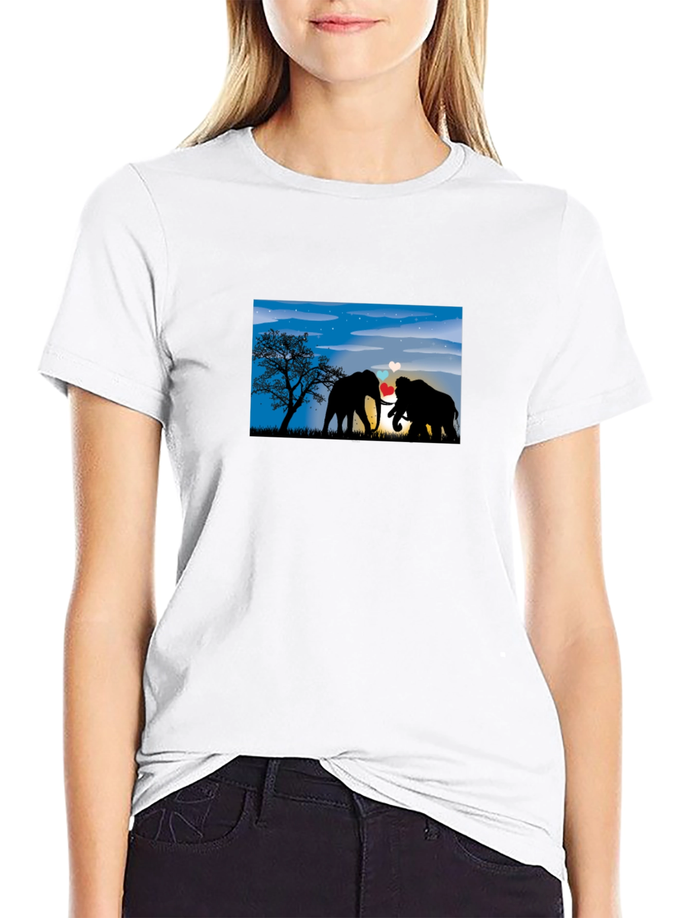 Elephant Love T-Shirt - Black Cotton Tee