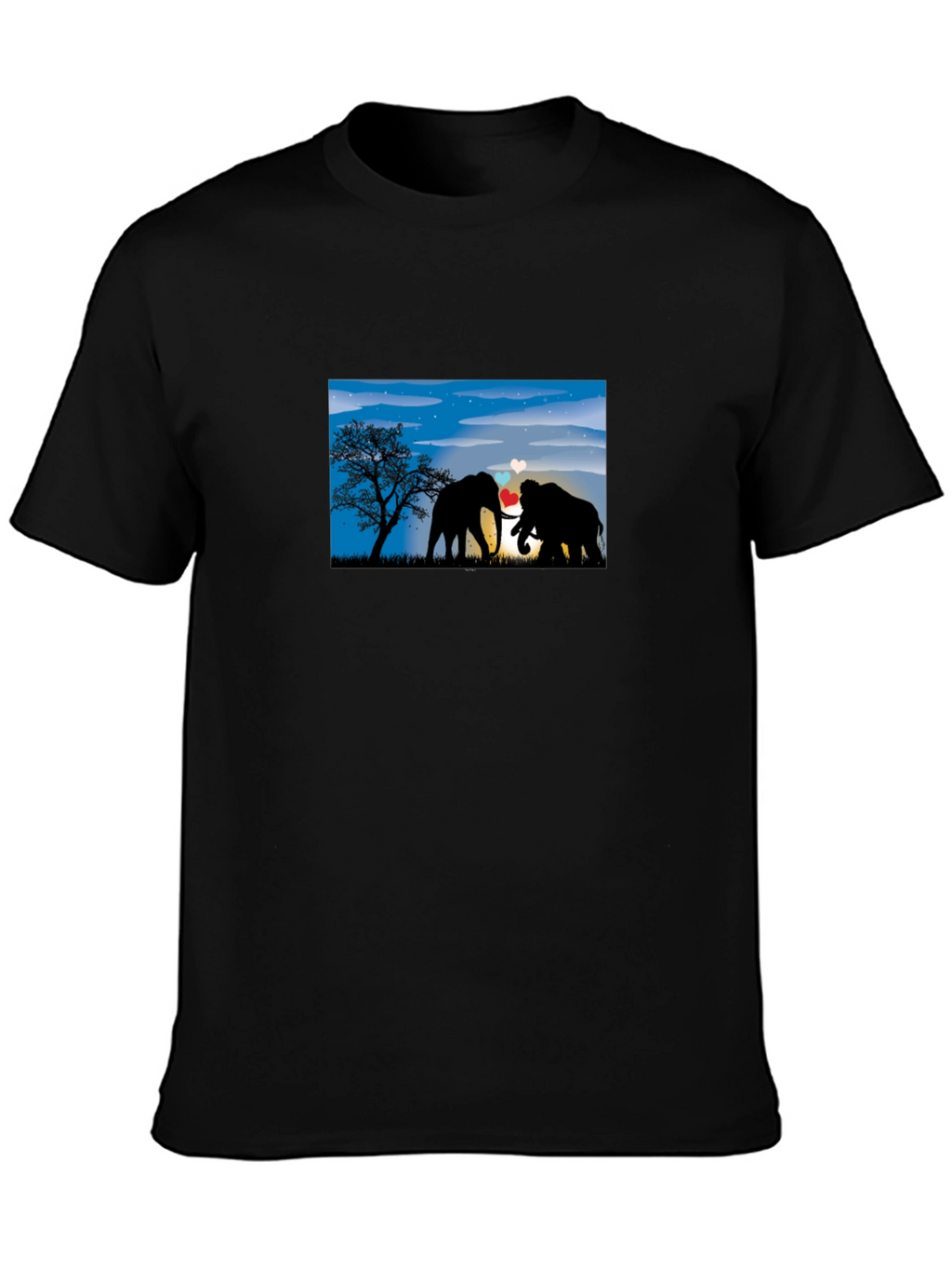 Elephant Love T-Shirt - Black Cotton Tee