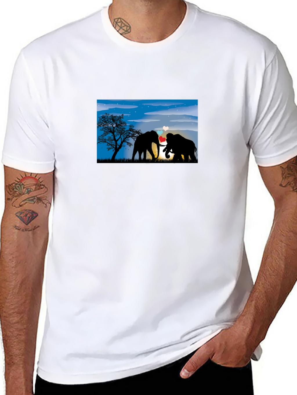 Elephant Love T-Shirt - Black Cotton Tee