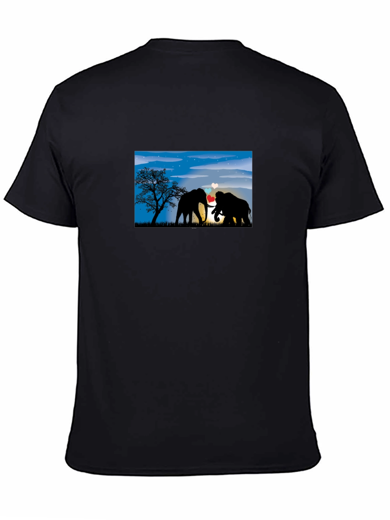 Elephant Love T-Shirt - Black Cotton Tee