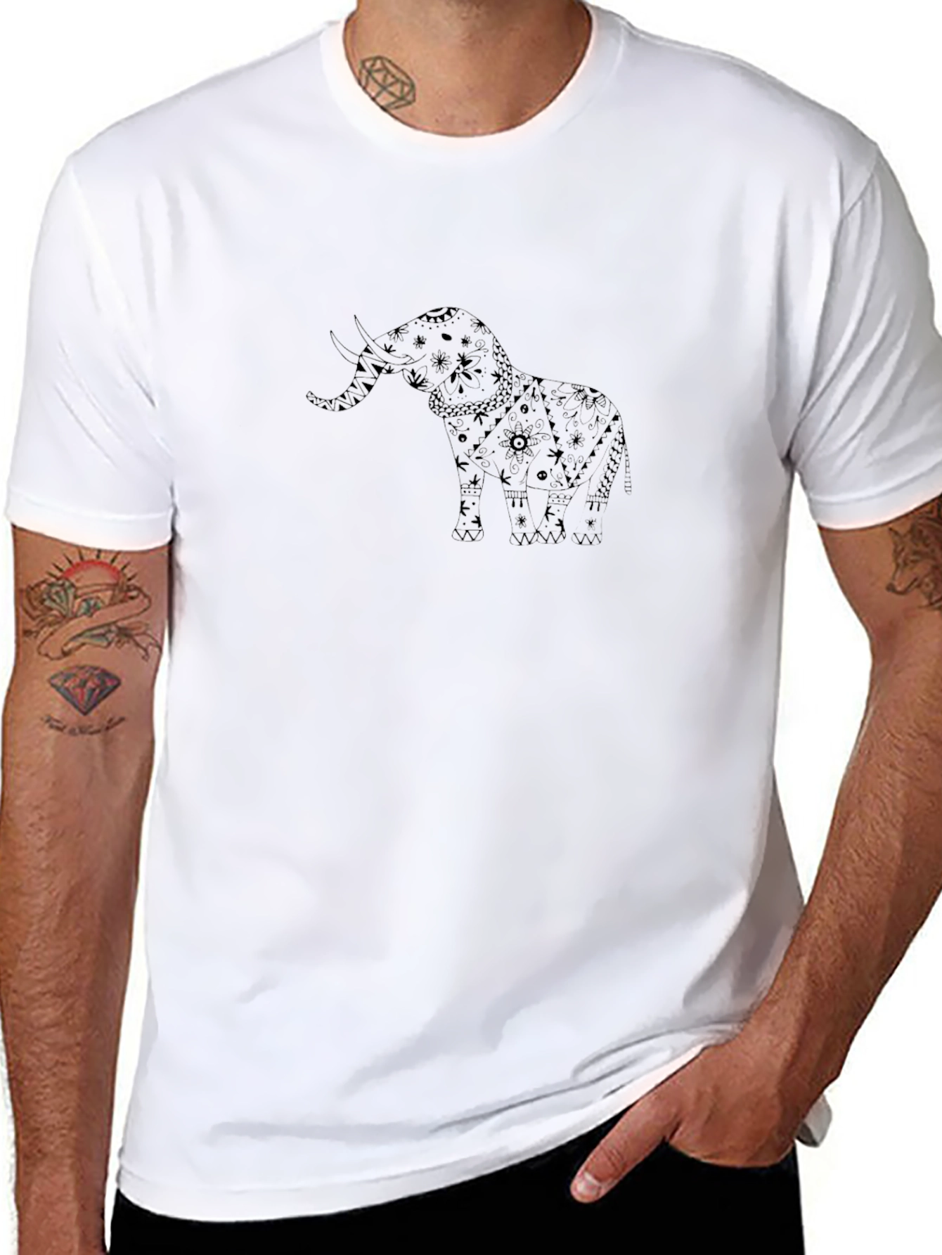 Elephant Graphic Black T-Shirt