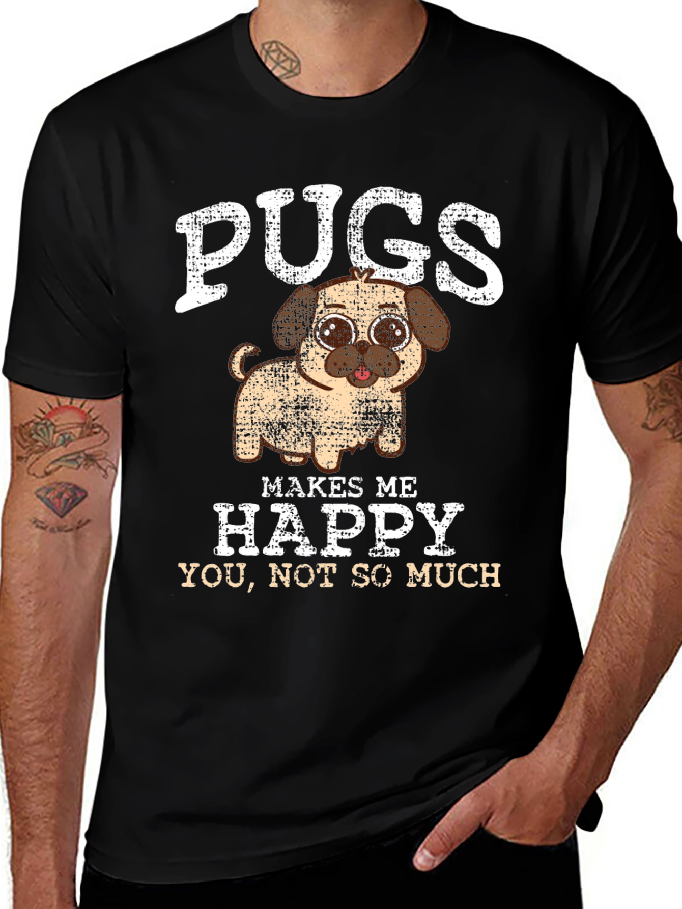 Pugs Make Me Happy Graphic Tee
