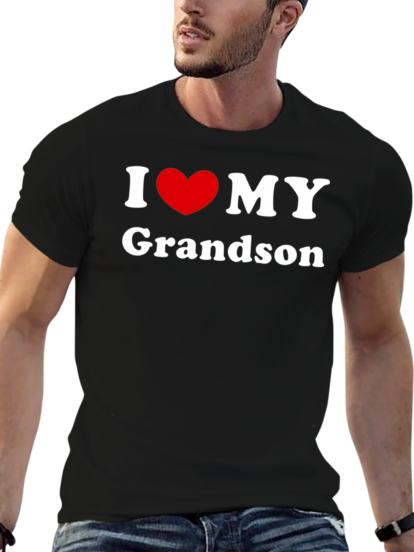I Love My Grandson Black T-Shirt
