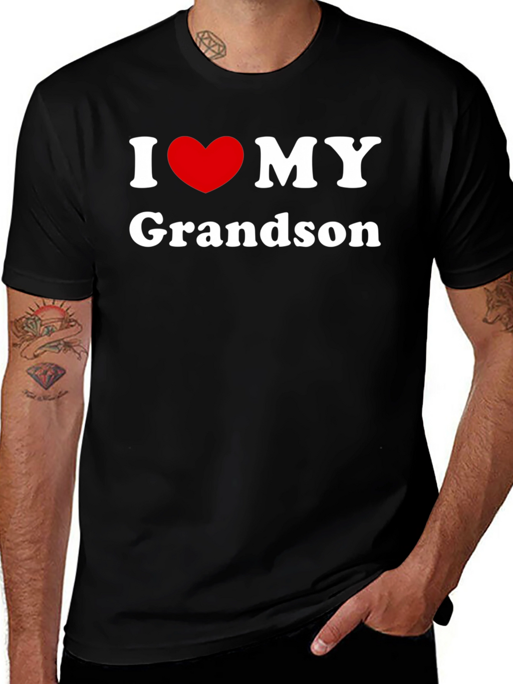 I Love My Grandson Black T-Shirt