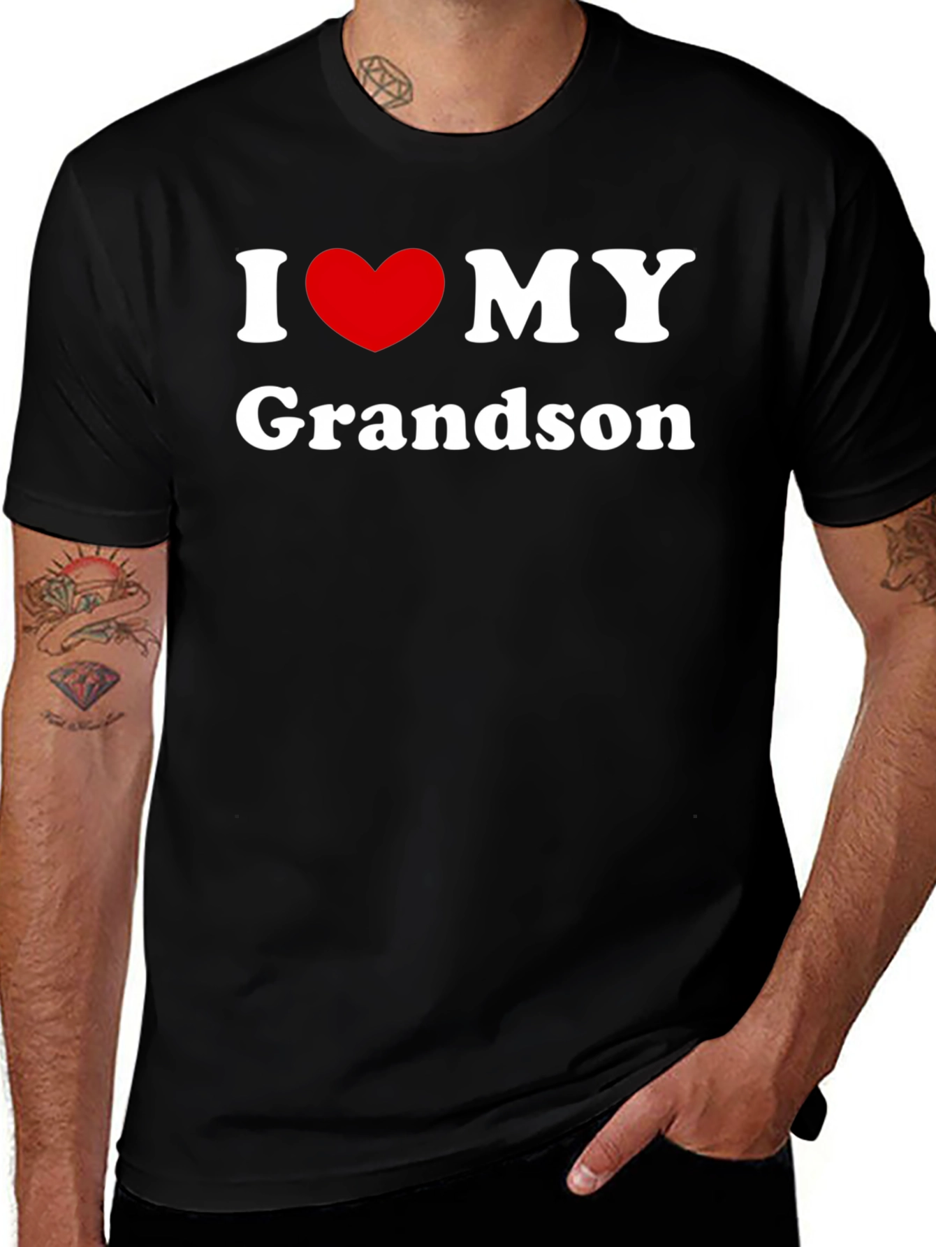 I Love My Grandson Black T-Shirt