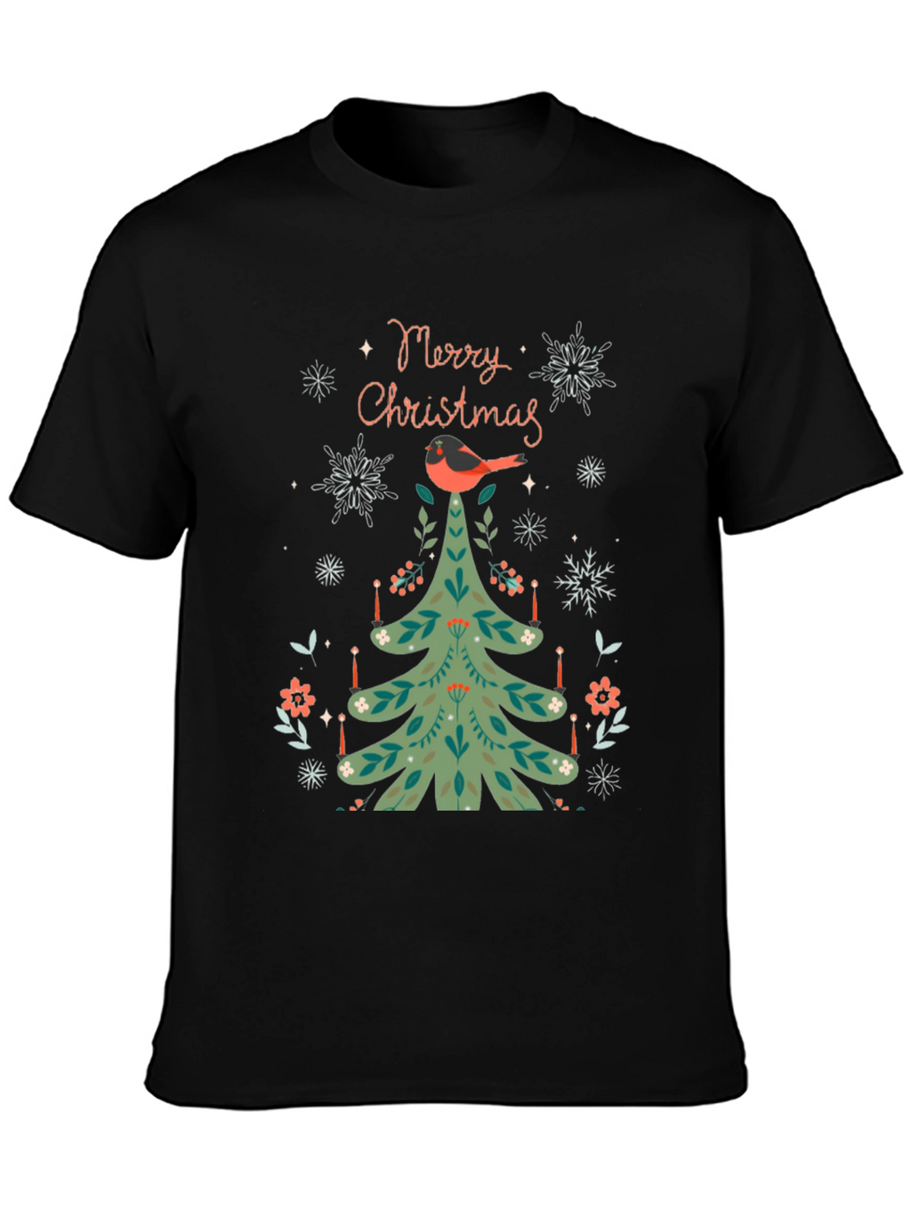 Festive Christmas Tree Bird T-Shirt