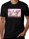 Retro Palm Tree Graphic Tee - Black