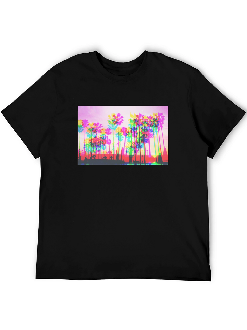 Retro Palm Tree Graphic Tee - Black